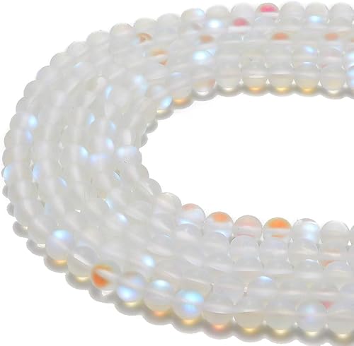 Preciosas cuentas sueltas de cristal de piedra lunar de 0.315 in, redondo mate de aproximadamente 15 pulgadas, collar de pulsera para hacer joyas