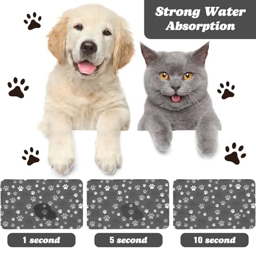 Tapis de nourriture pour chien absorbant et imperméable gris