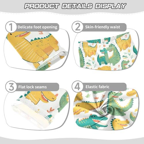 KLL Cute Cartoon Crocodile Alligator Toddler Girls Basic Leggings Stretch High Waisted Workout Pants Sports3