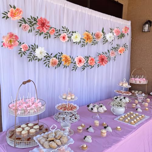 Image of Suncalla 2 Pcs 6.6 ft Artificial Flower Garland Floral Backdrop Arch Fairy Flower Hanging Ceiling Colorful Garland for Wedding Bridal Shower Baby Shower Tea Birthday Backdrop Wall Decor(Lively Color)