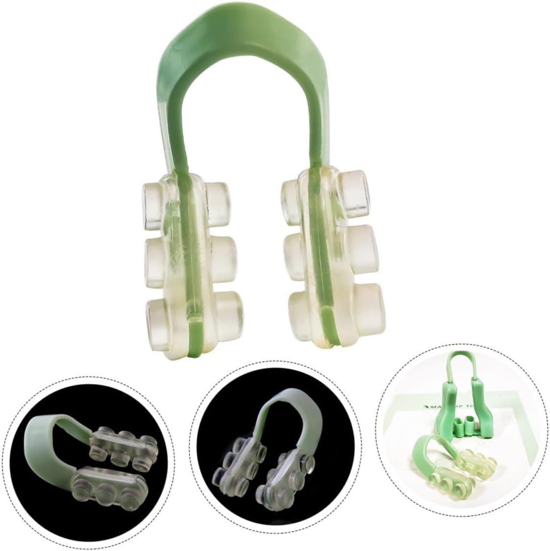1set U-Type Nose Clips for Women Night Use Nasal Splint Comfortable Nose Plugs Green Color Includes U-Type and Standard Clips for Better Sleep Quality