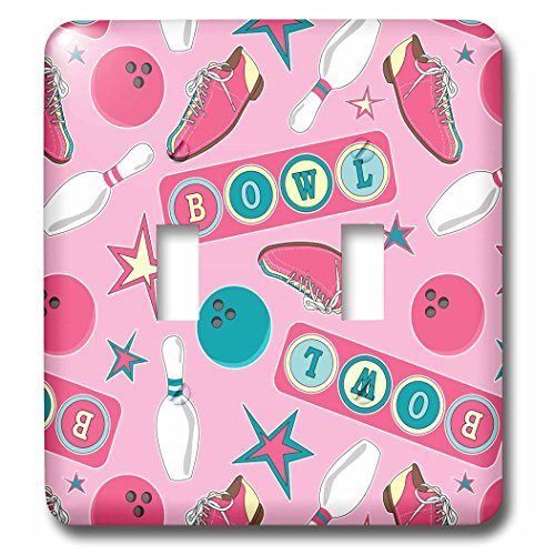 Interrupteur à baïonnette rose Retro Bowling 3dRose pour remplacer une plaque murale banale - 3