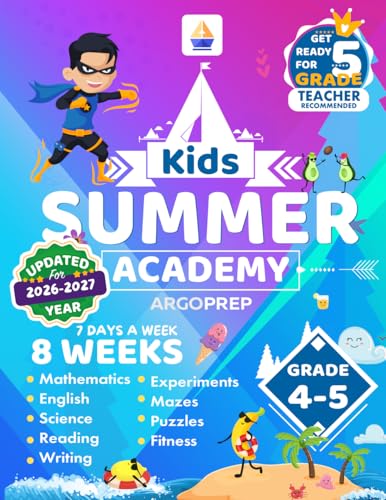 Kids Summer Academy by ArgoPrep - Grades 4-5: 8 Weeks of Math, Reading, Science, Logic, Fitness and Yoga | Online Access Included | Prevent Summer Learning Loss Kids Summer Academy by ArgoPrep - Grades 4-5: 8 Weeks of Math, Reading, Science, Logic, Fitness and Yoga | Online Access Included | Prevent Summer Learning Loss
