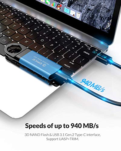 Orico 1T Mini M.2 Nvme Portable Ssd External Solid State Drive Hard Drive Up To 940Mb/S With 3D Nand/Usb 3.1 Gen 2 Type C For Laptop Mac Phones And More (Ssd Included)-Gv100 Blue #TOP2