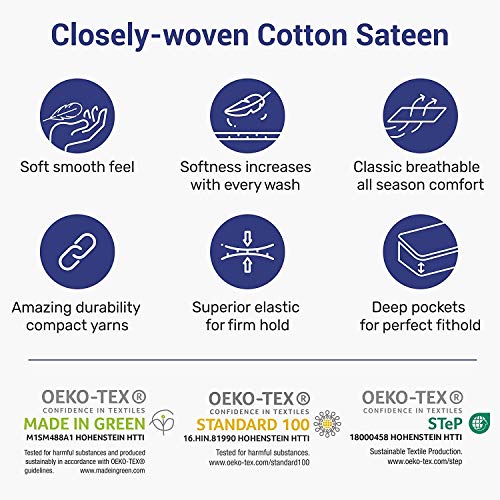 Duvet Cover Set Full / Queen - Slate Grey 3 Piece Bedding Set, 400 Thread Count Sateen Weave, 100% Pure Cotton Comforter Cover and Two Pillow Shams, with Button Closure and Corner Ties - Thumbnail 4
