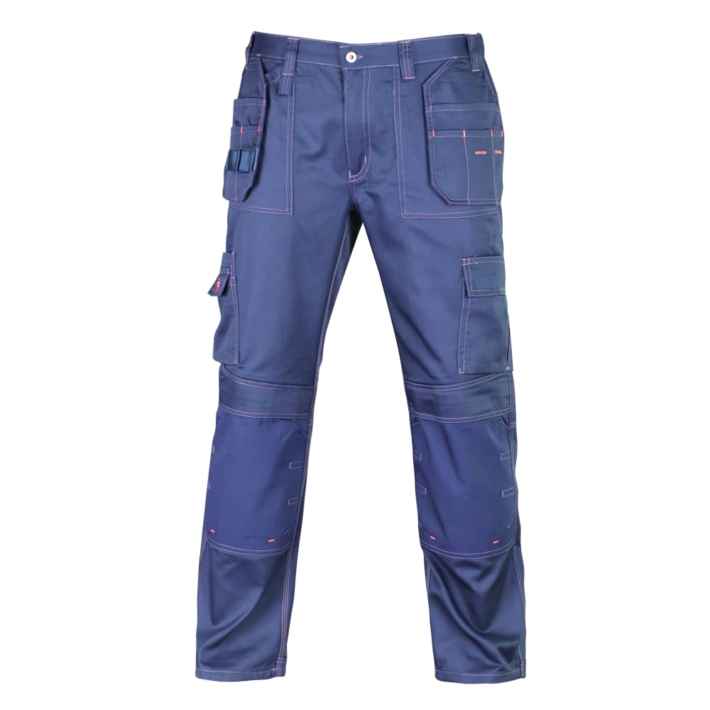 P-H Men’s Work Cargo Trousers with Multi Pockets, Knee Pad Pockets, Heavy Duty (UK, Waist 34, Inseam 33, Navy)