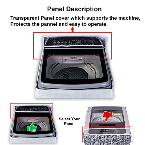 Image of Classic Top Load Washing Machine Cover Suitable For Whirlpool 360 / Stain Wash Back Panel 6 Kg, 6.5 Kg, 7 Kg, 7.5 Kg (58cmsX58cmsX97cms, Black & White)