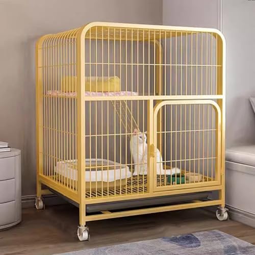 2-stöckiges DIY-Katzengehege – Indoor-Laufstall mit Metalldraht, Haustierkäfig auf Rädern, rollender Katzenkäfig für drinnen und draußen, für 1–2 Katzen, Kaninchen, Kleintiere (weiß, klein)