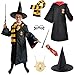 Produktbild Zauberer Harry Kostüm, für Kinder, inklusive Zauberstab, Umhang, Brille, Krawatte, Cape, Schal, Medaillon, Halloween Party, Karneval, 125 cm