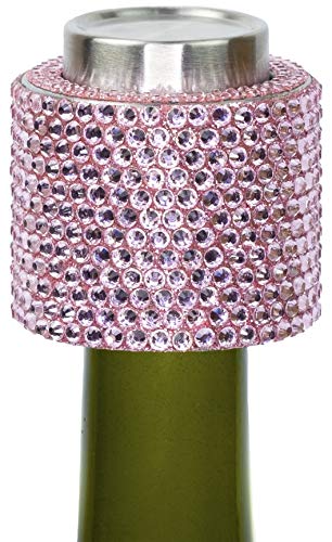 Stratton.I Champagne-Prosecco-Sparkling Wine Bottle Sealer/Stopper, Rose Sapphire - Glass Crystal Gift-Pack, Reusable Accessories