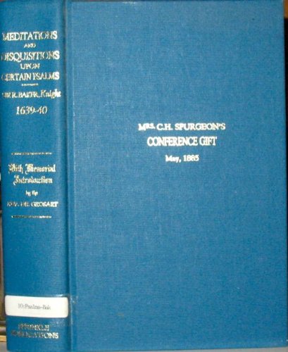 Meditations and disquisitions upon the first ps... B00071IDXI Book Cover