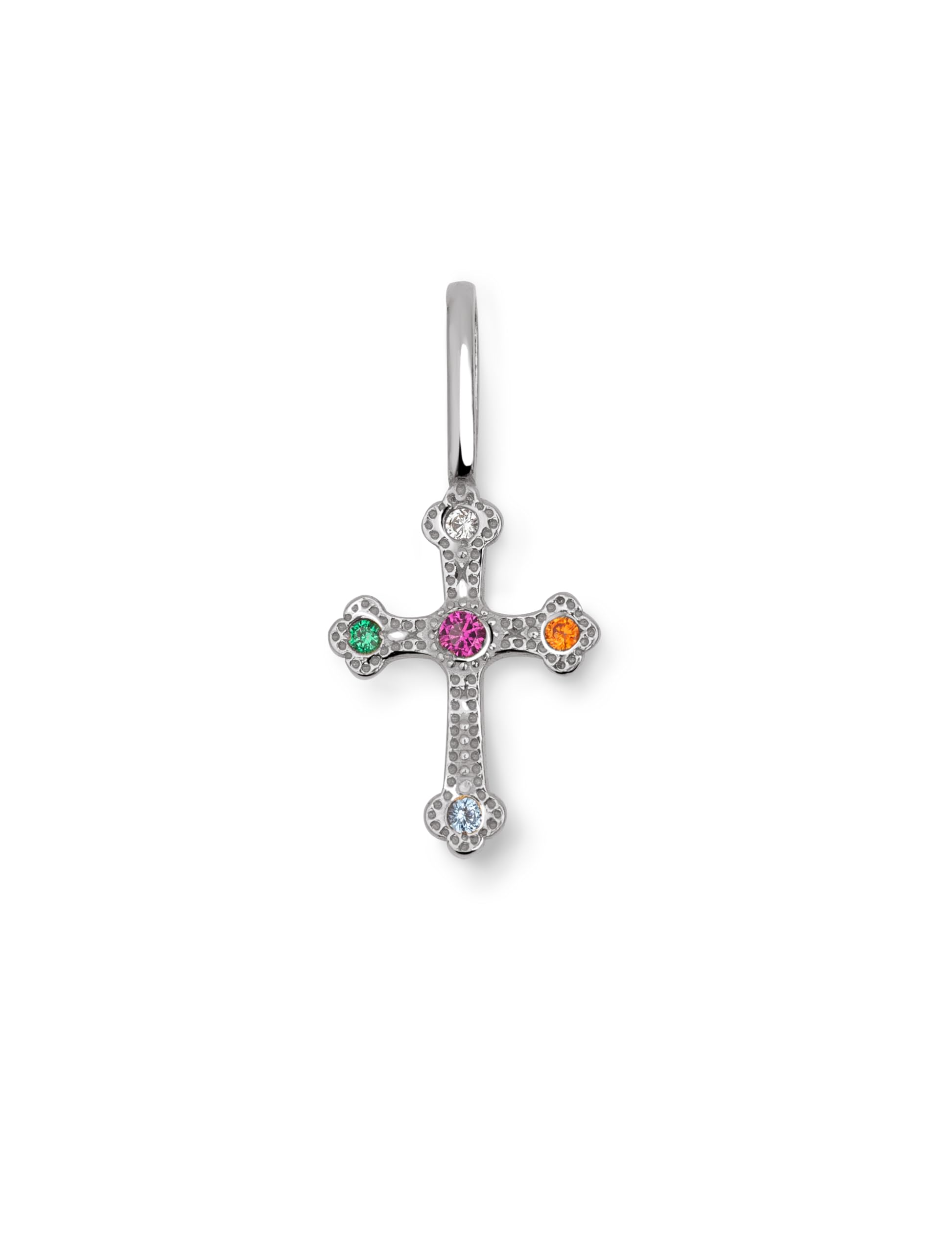SINGULARU - Charm Mónica Cruz. Plata de Ley con Acabado en Baño de Rodio. Colgante con Circonitas. Cierre Asa. Joyas para Mujer