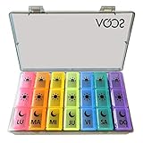 AQOS Pastillero semanal 3 tomas, en español, diario, organizador de pastillas, semanal, mensual, grande, medicamentos.