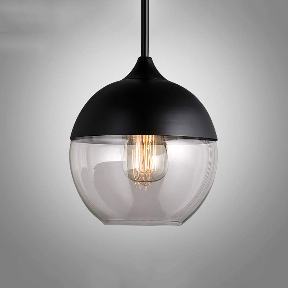 HXYSXHJUO Riankh Nordic Modern Loft Hanging Glass Pendant Lamp Fixtures E27 E26 LED Lights for Kitchen Restaurant Bar Living Room Bedroom (Color : Amber-D)(Color:Clear-c)