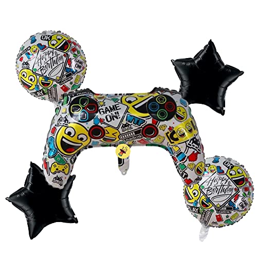 Image of Atpata Funky Gamer Birthday GAME ON! Foil Balloons (Set of 5) Video Game Theme Birthday Party - Gaming Console Shape Foil Balloon (Gaming White Balloons)