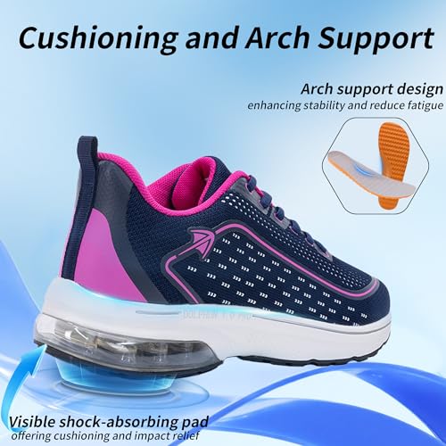 Autper Wide Toe Box Walking Sneakers Women Plantar Fasciitis Arch Support Running Tennis Comfortable Orthotic Shoes for Bunion Feet Pain Relief US6-113