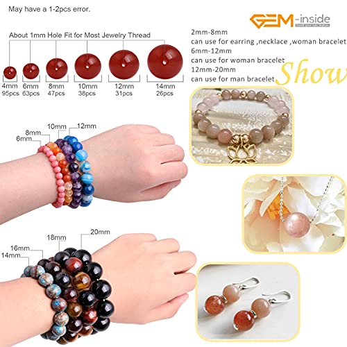Gem-Inside Moonstone Gemstone Loose Beads Natural Energy Power Beads For Jewelry Making 8Mm Round 15 Inches #TOP5