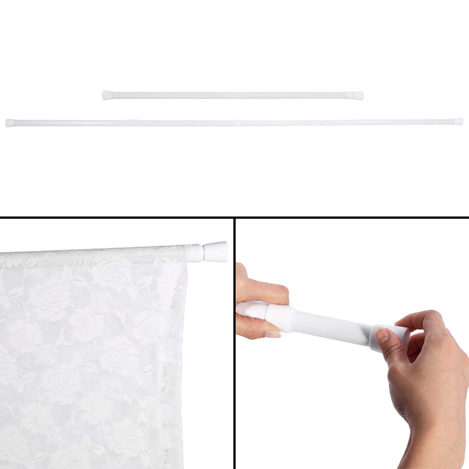 Tringle à Rideau Télescopique Extensible, Fer Durable Réglable 85-150cm pour Salle de Bain, Douche et Armoire