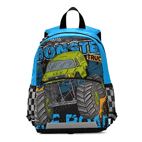 Monster Truck Backpack for Boys, Preschool Kids Bag with Safety Leash & Reflective Strips, Cute Toddler Backpack Ages 2–6