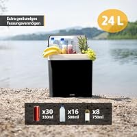 TZS First Austria - Kühlbox 24L elektrisch 12V 230V Anschluss für Auto & Steckdose - Thermoelektrische Cool Box kühlt & wärmt - Mini Kühlschrank mit Griff - Für Camping, Festivals, Reisen - Schwarz – Ansicht 3