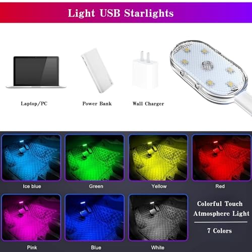 Auto LED Innenbeleuchtung, 4 PCS Magnetisch LED Touch Licht RGB 7 Farben Einstellbar Innenraum Ambientebeleuchtung Für Auto Wiederaufladbaren USB Touch Zubehör Innenraum Ambientebeleuchtung