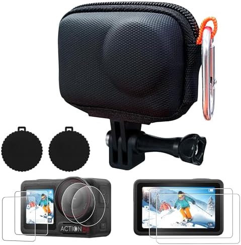 CYNOVA DJI Osmo Action 5 Pro Accessories Kit, Include DJI Osmo Action 5 Case, Action 5 Pro Screen Protector and Silicone Lens Cap, Anti-Scratch, Anti-Collision, Anti-Dust, All-Round Protection