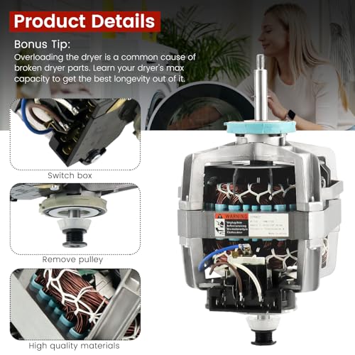 0EM 279827 Dryer Drive Motor with Pulley (Upgraded Blower Shaft Length) by puxyblue Compatible with MayTag Kitchenaid Kenmore Whirlpool Dryer Motor - Replaces AP3094245, EAP334304, PS334304,W10194250 by puxyblue - Image 3