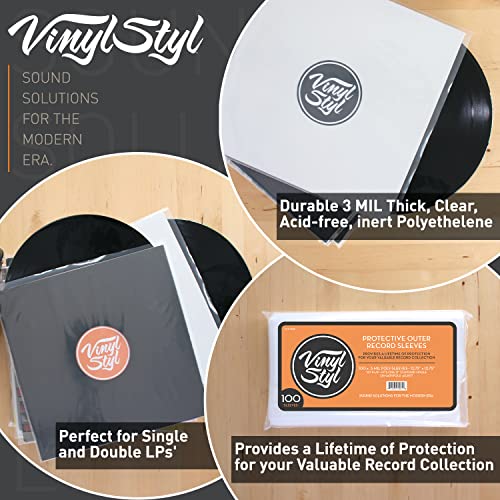 Vinyl Styl Protective Outer Record Sleeves - 100 Pack #TOP4