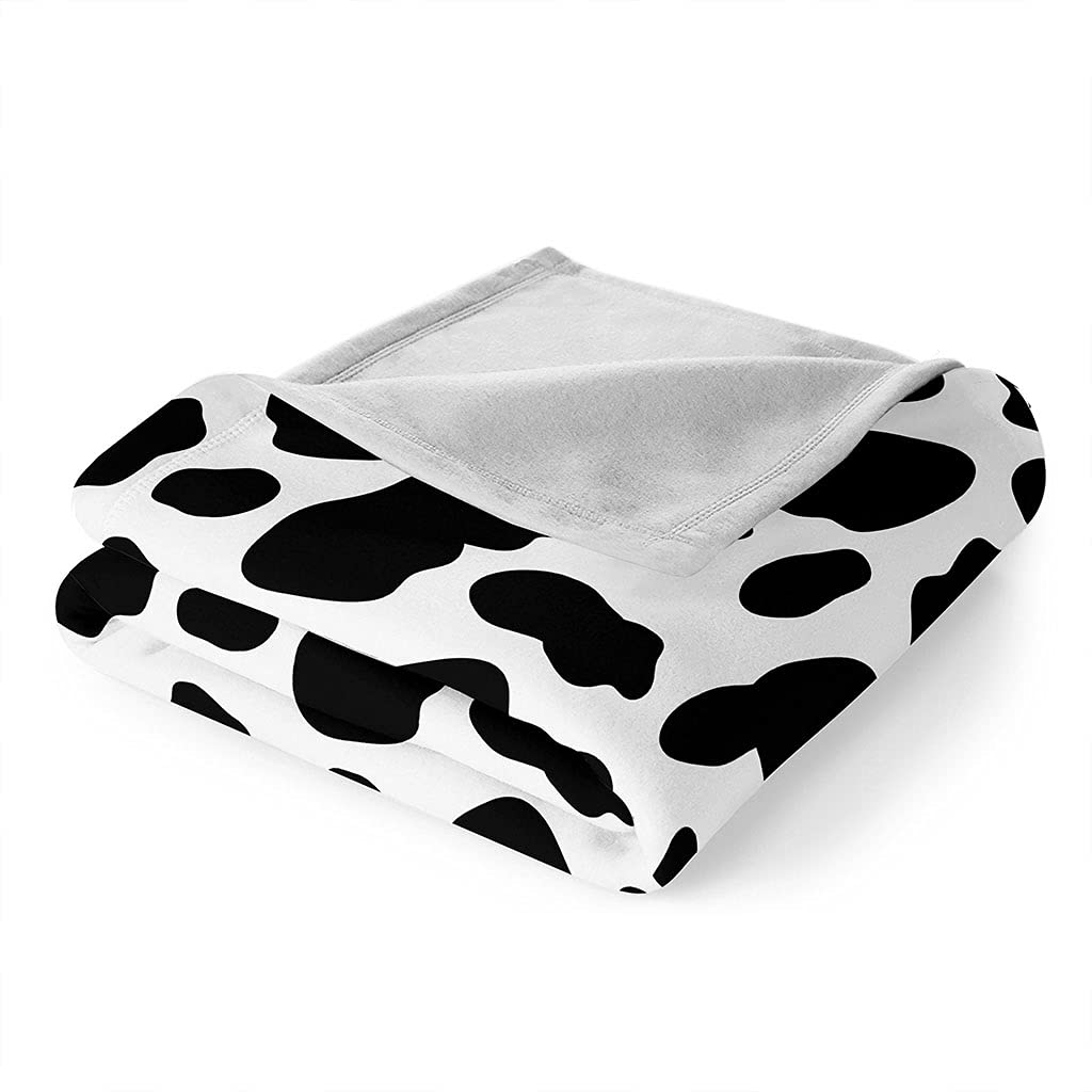 Coperta Pile Letto Matrimoniale 180X220Cm Stampa A Macchie In Bianco E Nero Stampata Motivo, Coperte Invernale Di Flanella Morbido In Peluche Per Letto/Divano/Sedie, Leggere, Calda, Accoglie