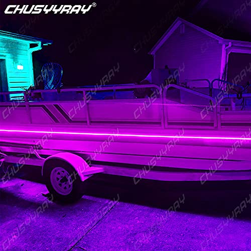 CHUSYYRAY Boat LED Strip Lights 12V Waterproof, 32.8FT Marine Pontoon Boat Ultra Violet UV Black