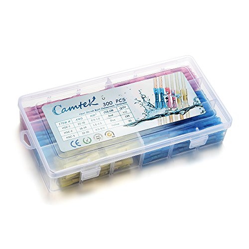 300pcs Heat Shrink Butt Connectors Terminals, Camtek Waterproof Wire Connectors Electrical Terminals Insulated CrimpTerminals Marine Automotive Butt Electrical Connectors Kits (3 Colors / 3 Sizes) - Thumbnail 3