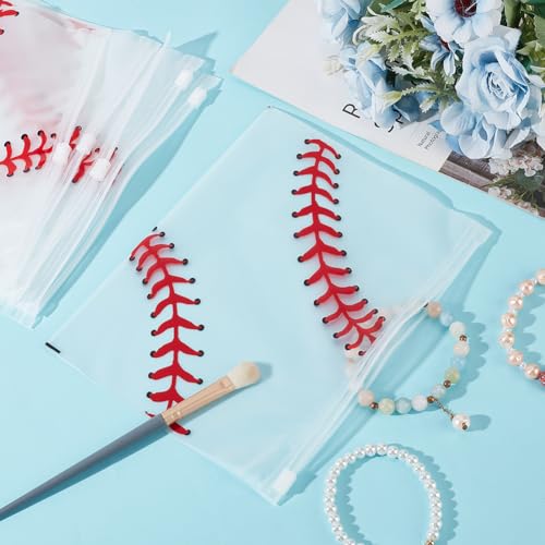 Beebeecraft 25Pcs Plastic Zip Bags Reclosable Poly Pouch with Clear Baseball Pattern for Cosmetic Travel Storage 6.1 x 7.8 Inch4