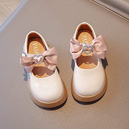 Fashion Four Seasons Children Casual Shoes for Girls Flat Sole Thick Sole Round Toe Solid Color Ribbon Girl Winter (White, 10-10.5 Years Big Kids)2