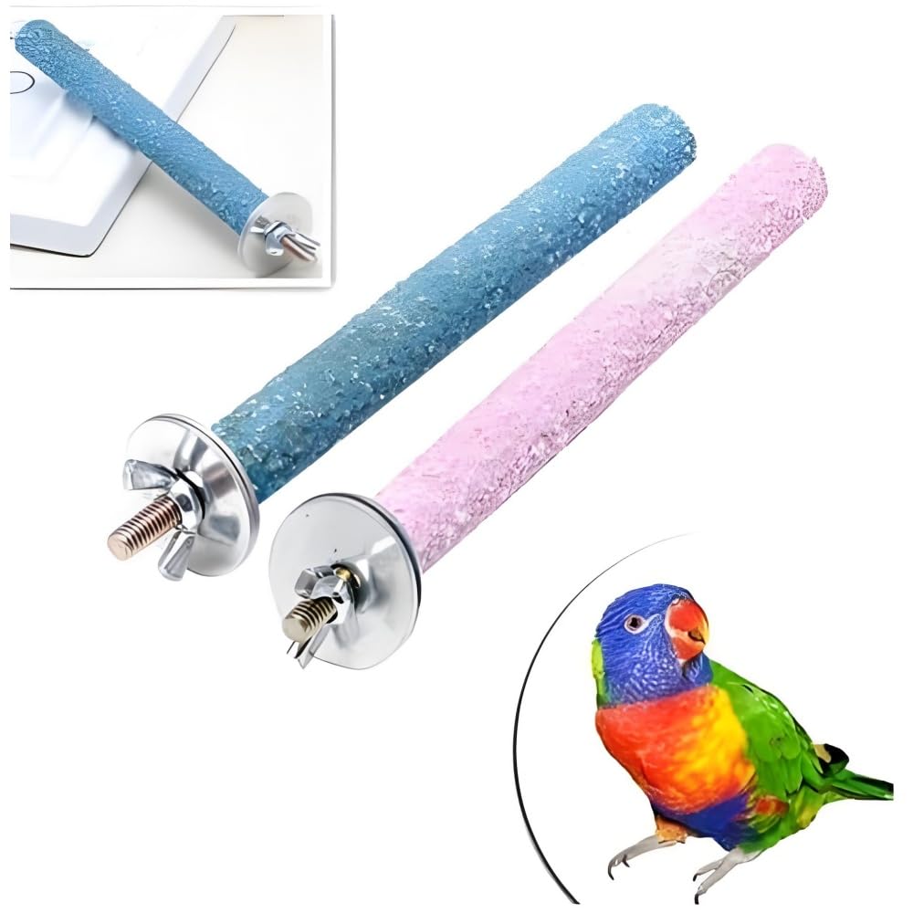 2Pcs Parrot Perch Stand, Natural Wood Bird Perch Stand Platform Paw Grinding Sticks, Cage Accessories Exercise Toys for Budgies Parakeets Cockatiels (Random Color) - image 3
