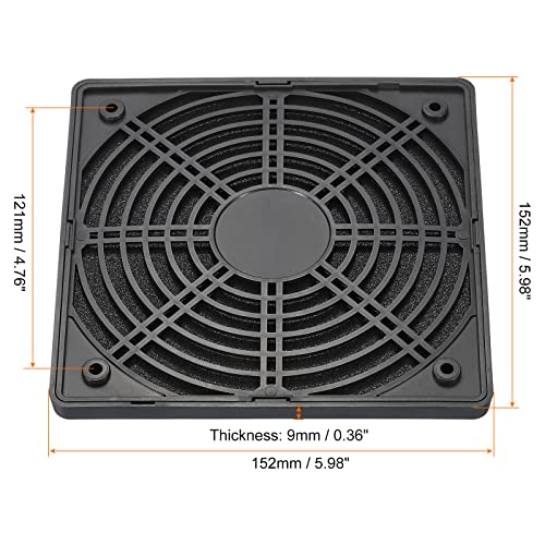PATIKIL 150mm Cooling Fan Filter with Screw, 2 Pack ABS Ventilator Grill Protector Guard for Fan Protective Cover DIY Black - Image 2