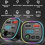 Car Bluetooth Transmitter, FM Bluetooth Transmitter, Dual Car (USB+Type C) Hands-Free Calling, 5.2 FM Bluetooth Car Adapter, Support USB/TF Card, PD 20W & QC 3.0 Fast Charging - Image 8