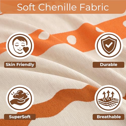 Image of Story@Home Premium Chenille Sofa Cover 3 Seater Wooden Sofa Cover | Anti Slip Sofa Mat 3 Seater 180x180cm for Complete Protection | Make Your Own Sofa Mat Set - Off White & Orange