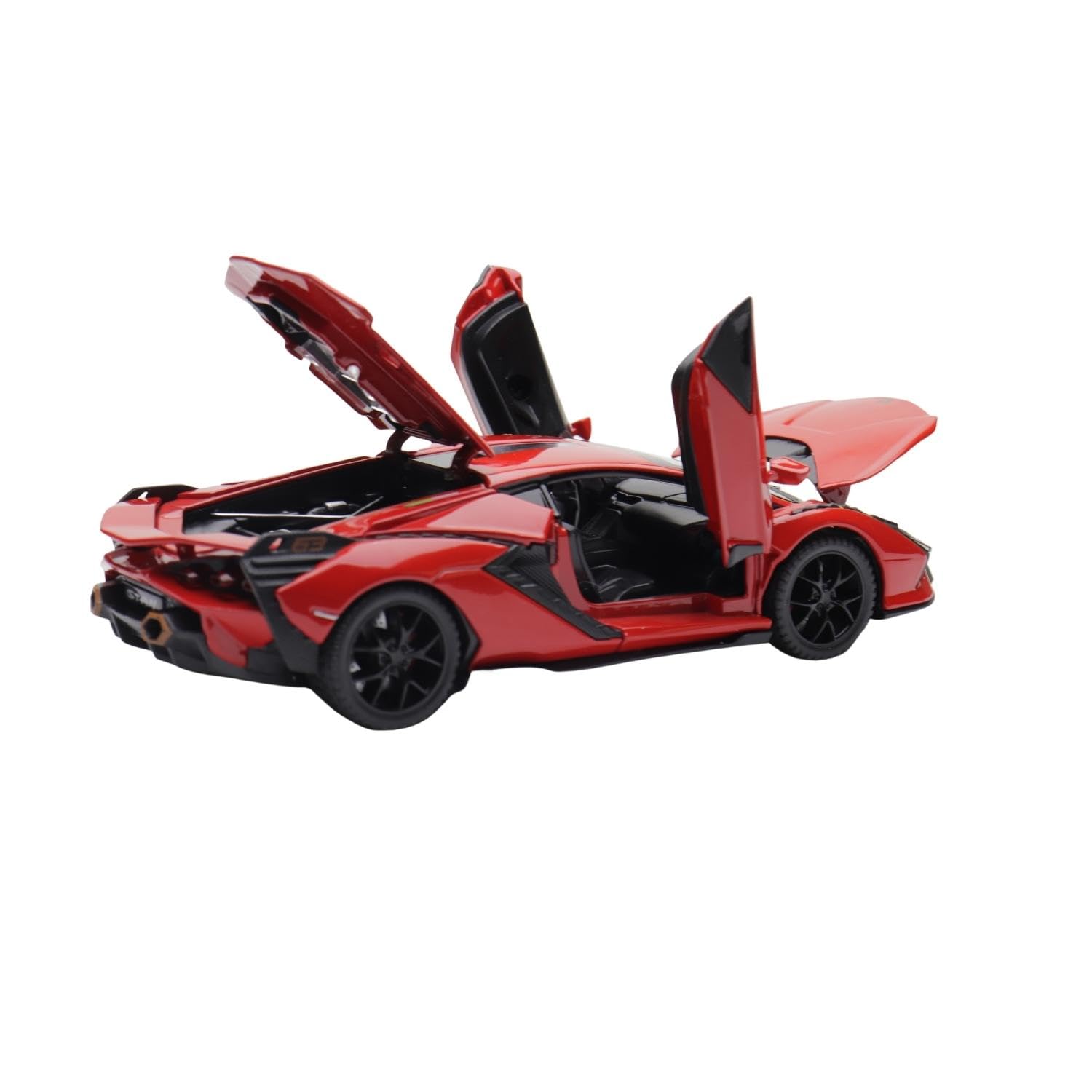 Lamborghini Scale Pullback Action Die Cast Metal Model Toy Race Car zinc alloy metal boy gift birthday present collectibles (RED)