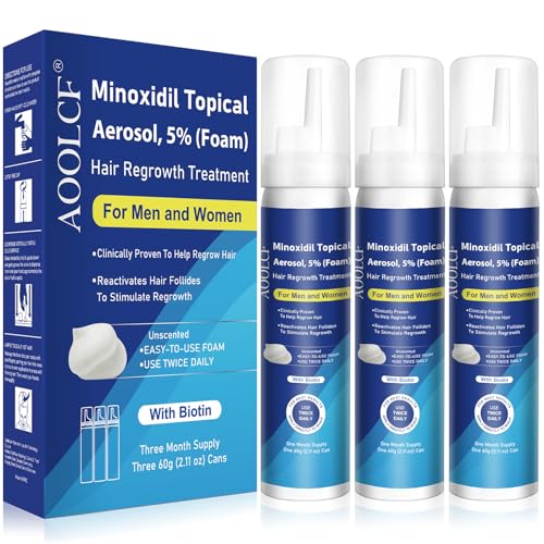 5% Topical Minoxidil Foam, Minoxidil for Men and Women, Infused with Biotin, Hair Growth Treatment, Supports Thicker and Fuller Hair & Beard (Minoxidil Foam, 12.66oz, 6 Month Supply)