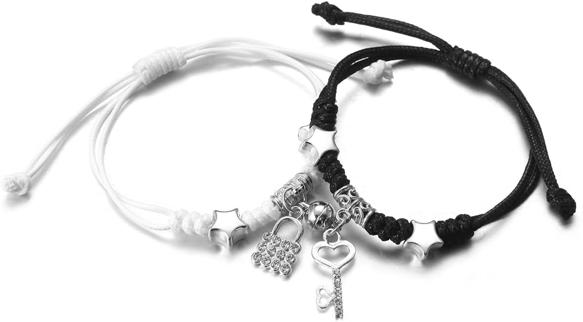 NCMagnetic mutual attraction couple bracelet set His and Her Magnetic Matching Couple Gifts Bracelets Jewelry Valentine's Day Gifts Adjustable Braided Rope