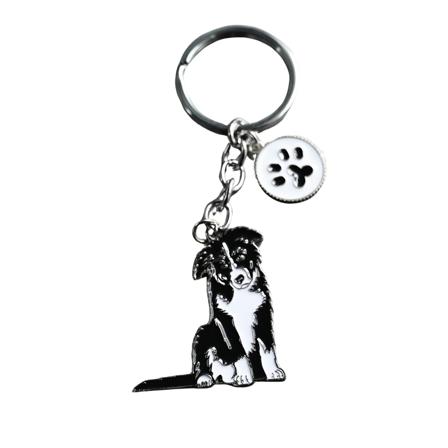 Bt Bear Unisex New Border Collie Dog Key-Ring Keychain,Do Id Tag Cute Metal Dog Keychain Keyring Keyfob Bag Charm,