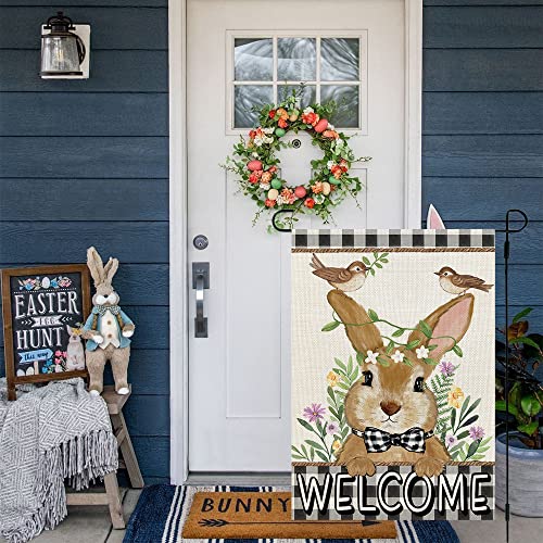 Crowned Beauty Easter Bunny Garden Flag Floral 12X18 Inch Double Sided For Outside Burlap Small Buffalo Plaid Birds Welcome Yard Holiday Flag Cf717-12 #TOP1