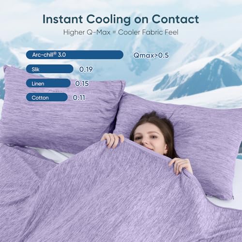 Image of Elegear Arc-Chill 3.0 Cooling Blanket for Hot Sleepers, Twin Size, Purple | Q-Max>0.5 Cooling Fabric, Absorbs Heat to Keep Body Cool, Breathable Summer Blankets for Night Sweats & Menopause, 59 inchx79 inch