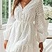 Produktbild QYYdress Fashion Kleid Laterne Sleeve Stickerei gestickte V-Ausschnitt-Kleid (Color : White, Size : XL)