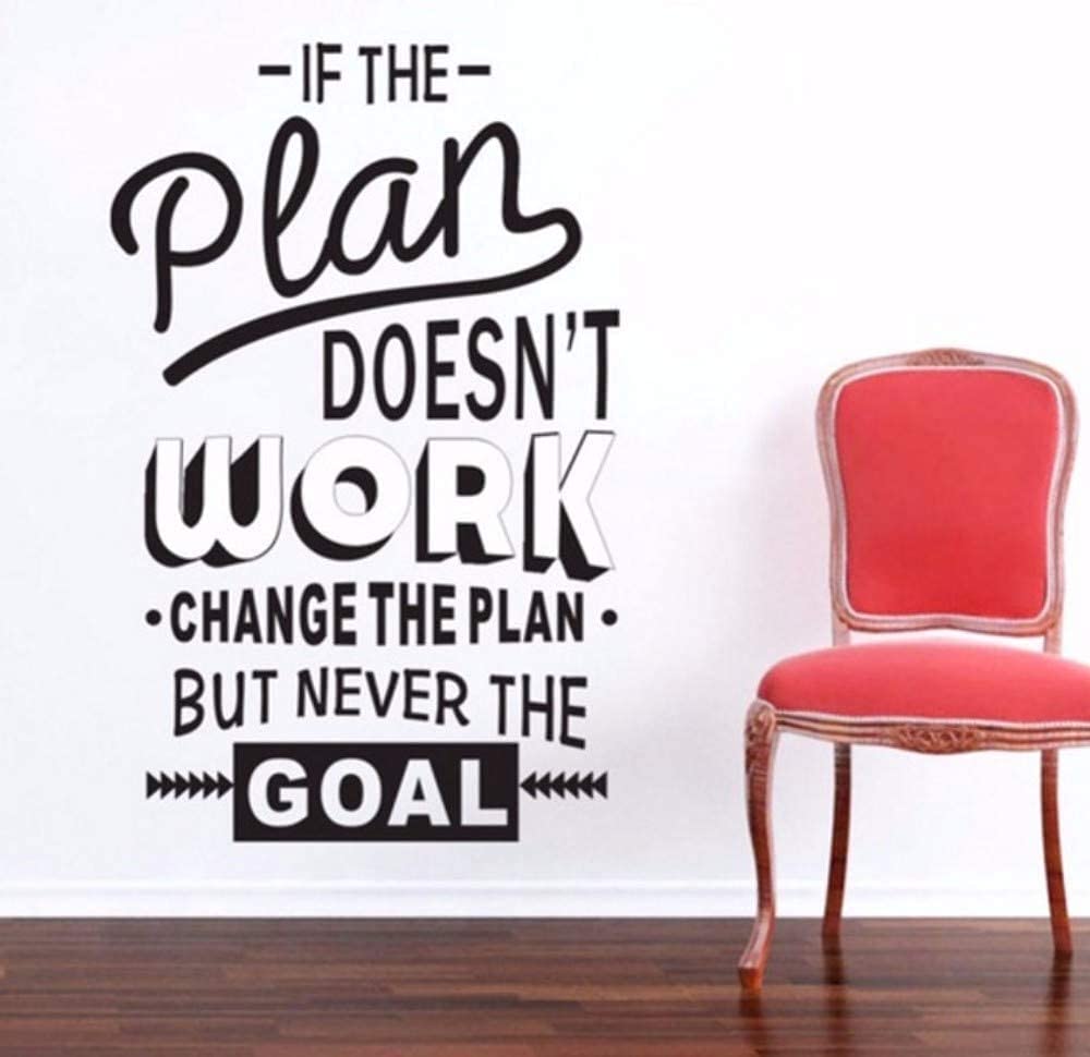 Shengww Motivational Vinyl Wall Sticker Quote If The Plan Doesn't Work Change The Plan But Never Change The Goal Proverb Home Decal Room Decoration 57 * 90 Cm