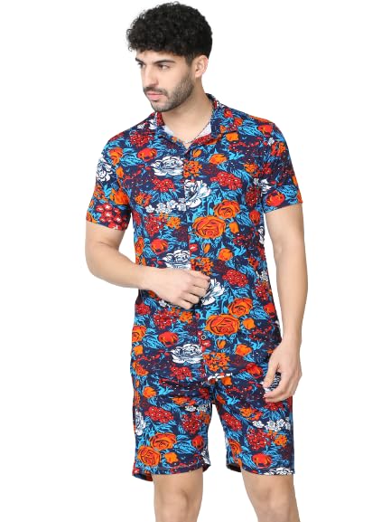 GOFEARLESS Men Night Dress || Tie-Dye Night Wear Set || Beach Wear Summer Wear Short Set || Sleepwear Loungewear Shirt & Shorts Combo|| Night Suits Set.-picture-39