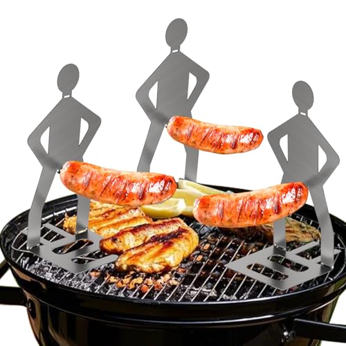 Eddrfy 3Pcs BBQ Sausage Holder Stainless Steel Hot Dog Grill Tool Novelty BBQ Gadget for Outdoor Barbecue Fun Cooking Accessory and Humorous BBQ Gift for Men