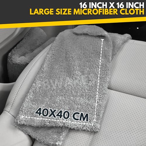 Image of F8WARES 4PK Microfiber Cloth for Car -Edgeless 550 GSM Absorbent Car Cleaning Cloth 40X40 cm - Micro Fiber Cloth for Car Cleaning - Car Washing Clothes Microfiber Towel - Microfiber Cloth for Bike