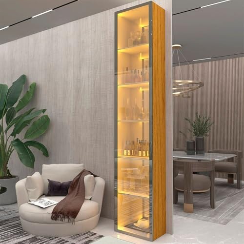 Cristaleira 1 Porta Reflecta com Fita Led com Espelho Luminare 100% Mdf Naturale