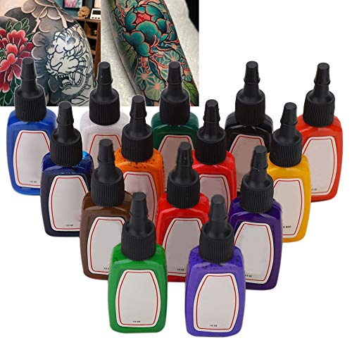 14Pcs/Set Tattoo Pigment Ink Set, Professional Tattoo Ink Set Tattooing Pigment Long Lasting Pigment Ink Accessories Eyebrow High Quality Tattoo Make up Body - Thumbnail 6